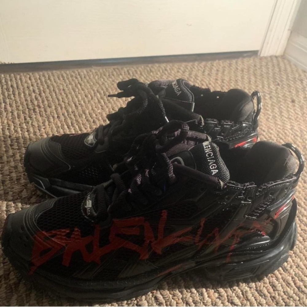 Balenciaga Graffiti Runner Sneakers in Black and Red